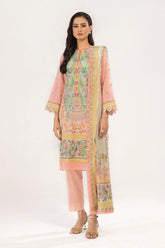 3 Piece Unstitched Printed Lawn Suit Schiffli Lace with Printed Lawn Dupatta CL-52097